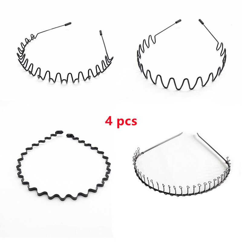 Herre pandebånd #39 jern stål bølger hårbånd tidevand mand hår bøjle ryghoved pandebånd sportsansigt vask hovedbånd hovedbeklædning: Stil -5