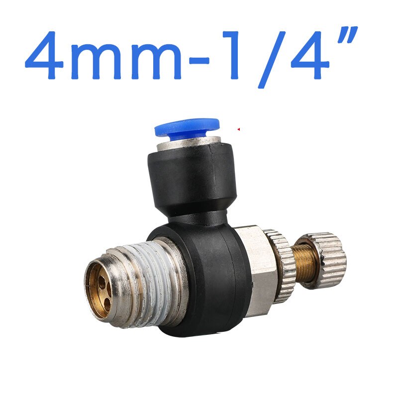Pneumatic speed flow controller 8mm 6mm 10mm 12mm OD hose tube 1/4 "BSP 1/8" 3/8 "1/2" male Air flow limit valve: SL4-02