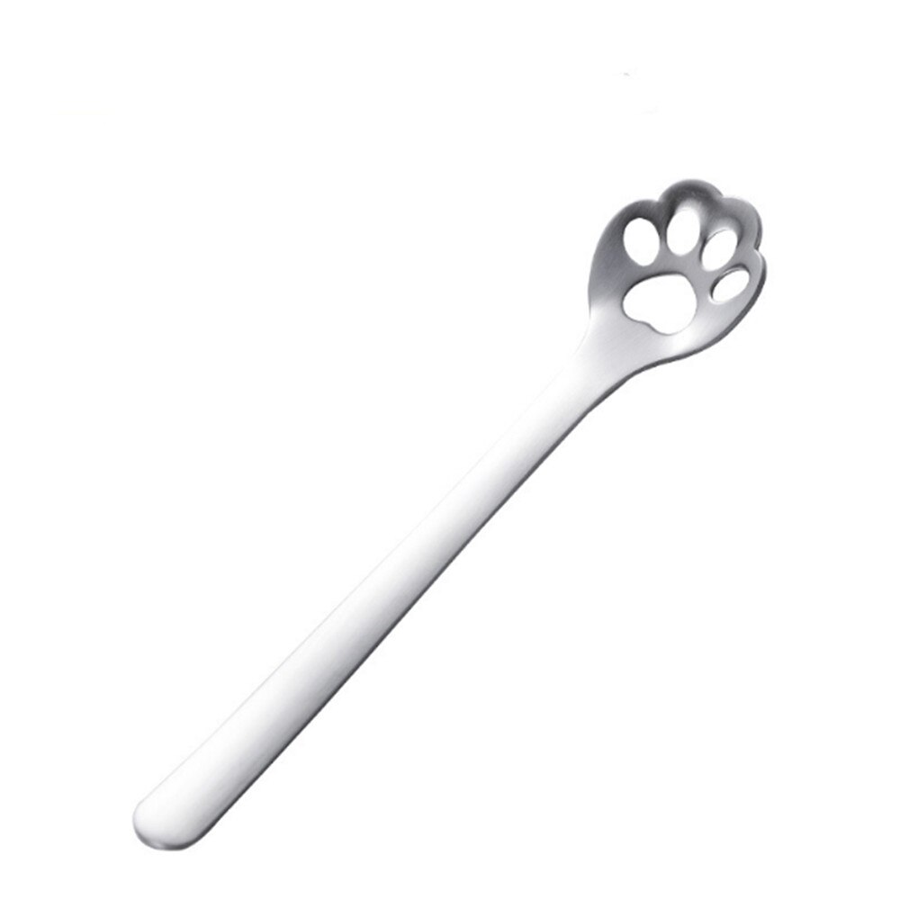 Cuillère à Long manche café | Dessin animé en acier inoxydable, griffe de chat, couverts de café, outils pour boire, gâteau mélanger le sucre, soupe Dessert cuillère à thé: 2