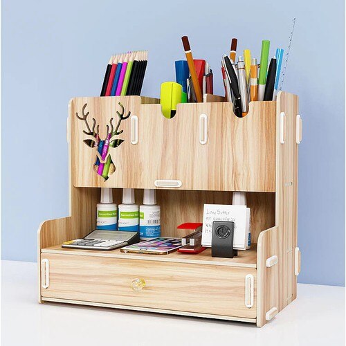 Kompas Houten Desktop Pen Houder Organizer 23X15X25 Cm