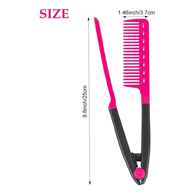 V-shaped Clamp Comb Folding Hair Straightener Hairdressing Salon Straightening Brush Portable Straight Brush Hair Styling Tool