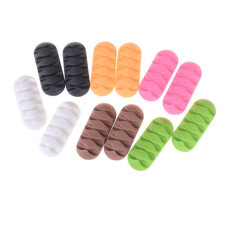 2 Stks/set Bureau Kabel Organizer Zelfklevende Siliconen Draad Usb Charger Cord Winder Kabel Clip Data Line Opslag Houder
