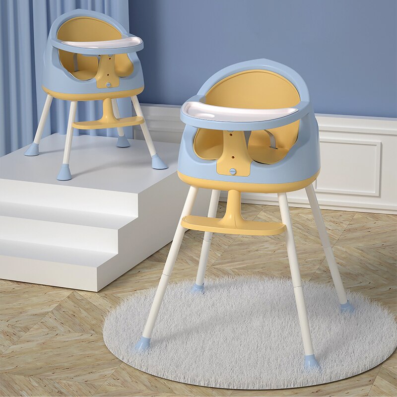 Silla de comedor portátil multifuncional para bebé, plegable, segura, para niños, mesa de comedor y silla: Azul