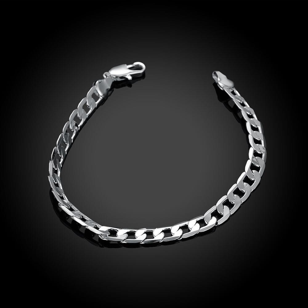 Bracelets en argent sterling 925 pour femmes, chaîne plate latérale de 6MM, de noël fins, bijoux à la