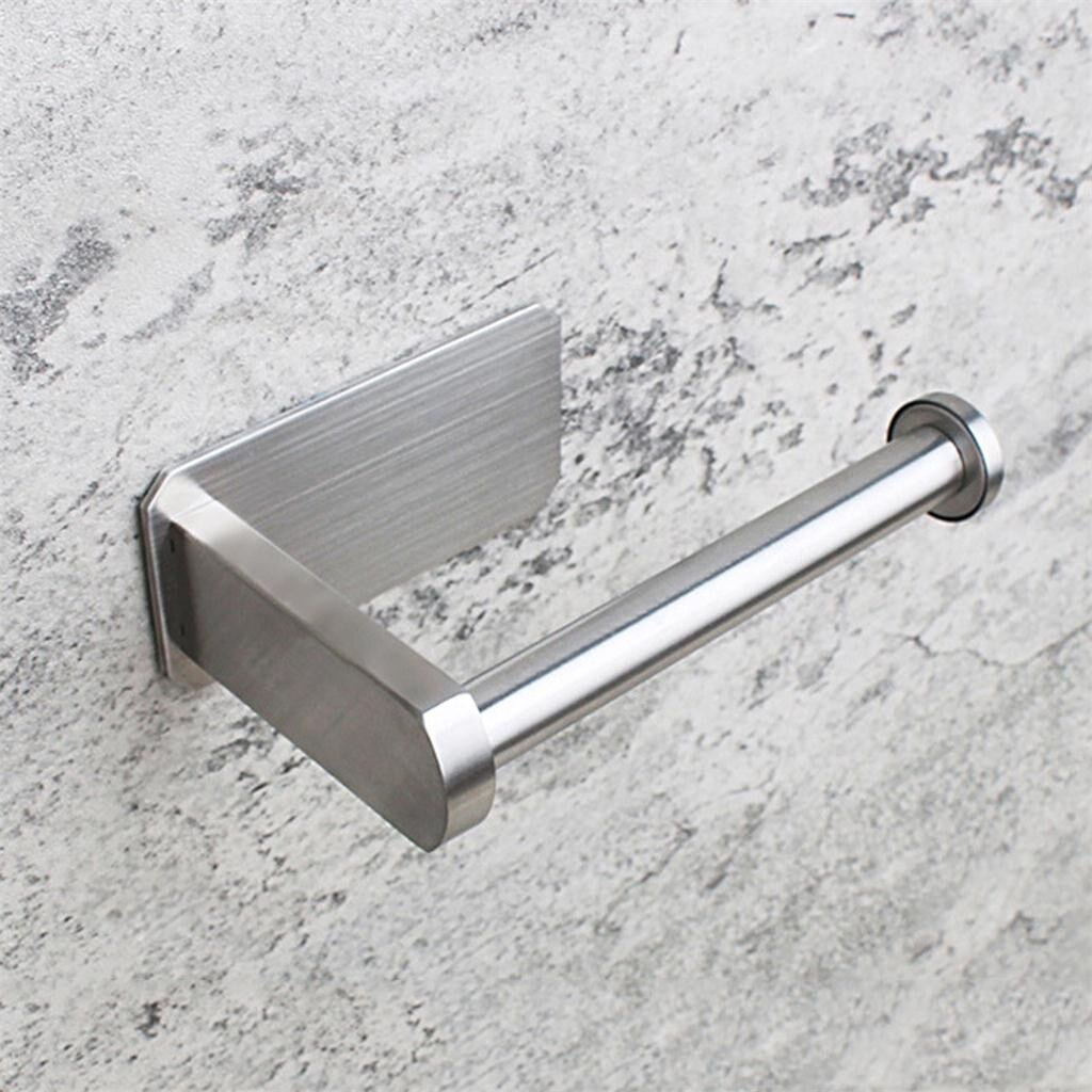 Portarrollos de baño autoadhesivo, soporte de papel higiénico para pegar en la pared, de acero inoxidable cepillado, estante de papel higiénico para el hogar