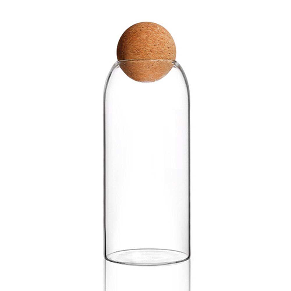 Ball cork lead-free glass jar with lid bottle storage tank sealed tea cans cereals transparent storage jars coffee contains: 20cm height