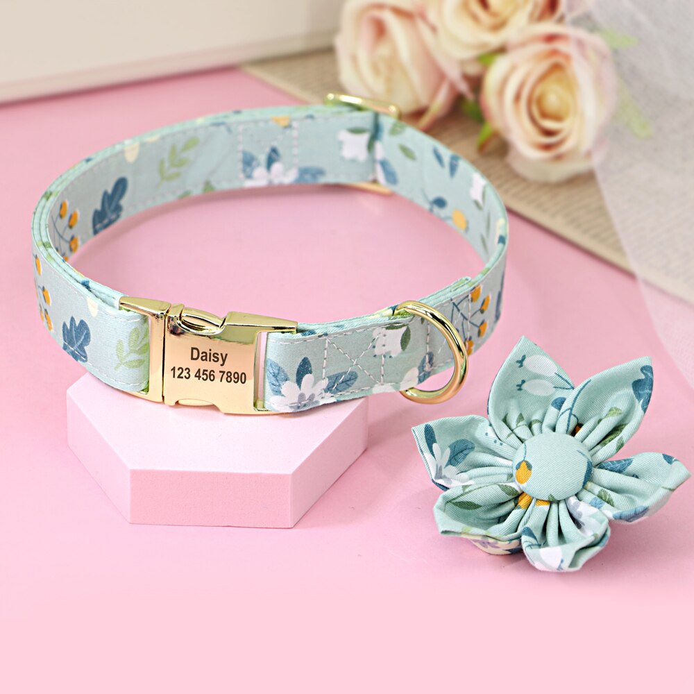 Obroża dla dziewczynki kwiat spersonalizowana obroża dla psa obroża dla buldoga francuskiego Custome Pet ID namecolor dla małych średnich duże psy