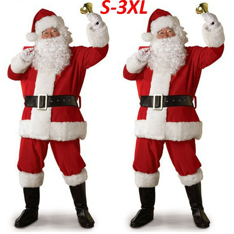 Kerst Kerstman Kostuum Cosplay Kerstman Kleding Fancy Dress In Kerst Mannen 5 Stks/partij Kostuum Pak Voor Volwassenen