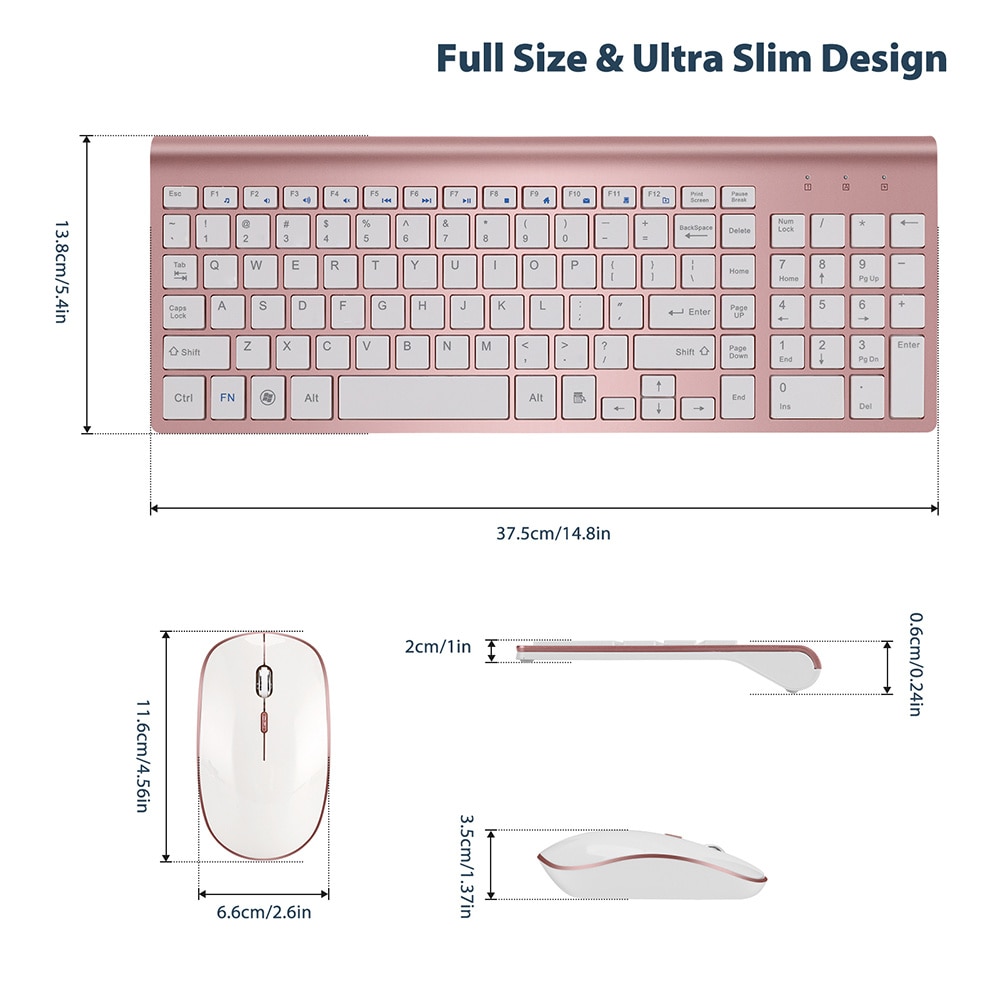SeenDa Wireless Keyboard Mouse Combo 2.4G Keyboard Ultra-Thin Sleek for Windows Computer Desktop PC Notebook Laptop