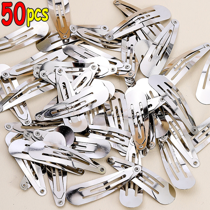 50 Uds. Pinzas para el cabello BB de Metal plateado para niñas Y2K Punk horquillas en forma de gota pasadores lindo tocado DIY fabricación de joyas para el cabello