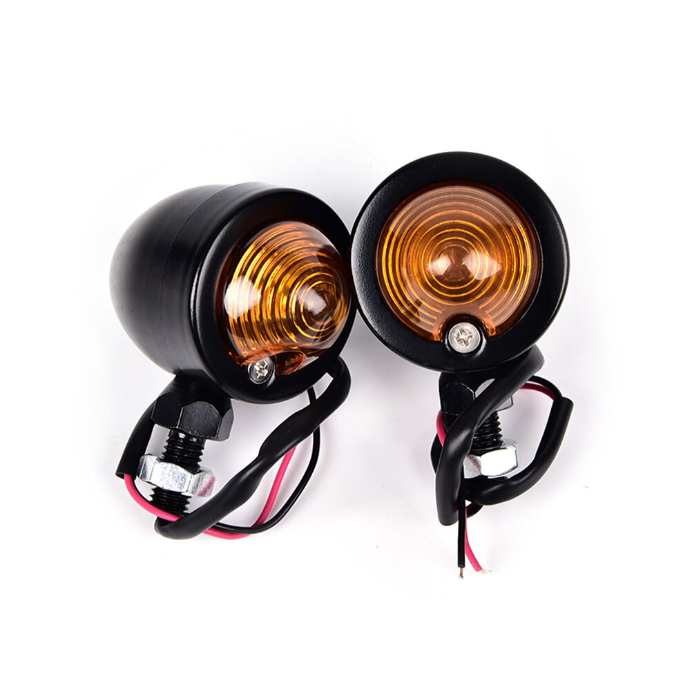 2Pcs Led Motorfiets Richtingaanwijzers Indicatoren Amber Black Bullet Richtingaanwijzer Lamp Oogkleppen Voor Scooter Motor