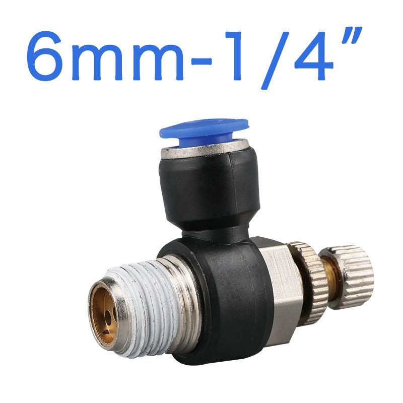 Pneumatic speed flow controller 8mm 6mm 10mm 12mm OD hose tube 1/4 "BSP 1/8" 3/8 "1/2" male Air flow limit valve: SL6-02
