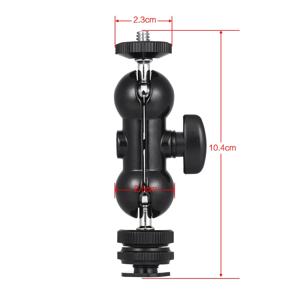 Multi-Function Double Ballhead Bracket Magic Arm Ballhead with Cold Shoe Mount 1/4" Screw for Monitor LED Video Light