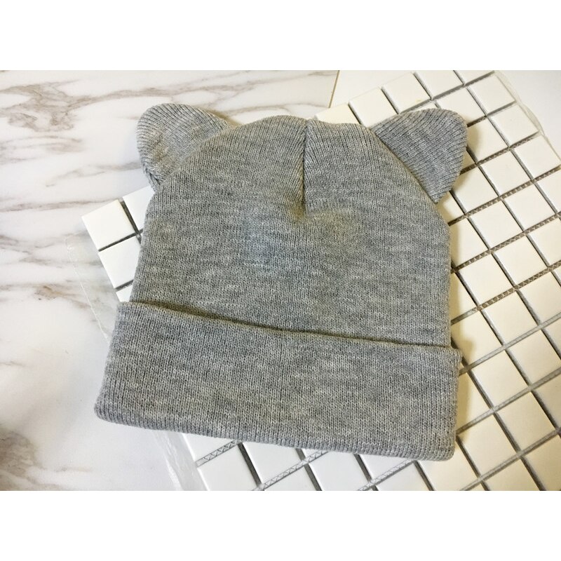 Bonnet épais en laine pour homme et femme, , doux et mignon