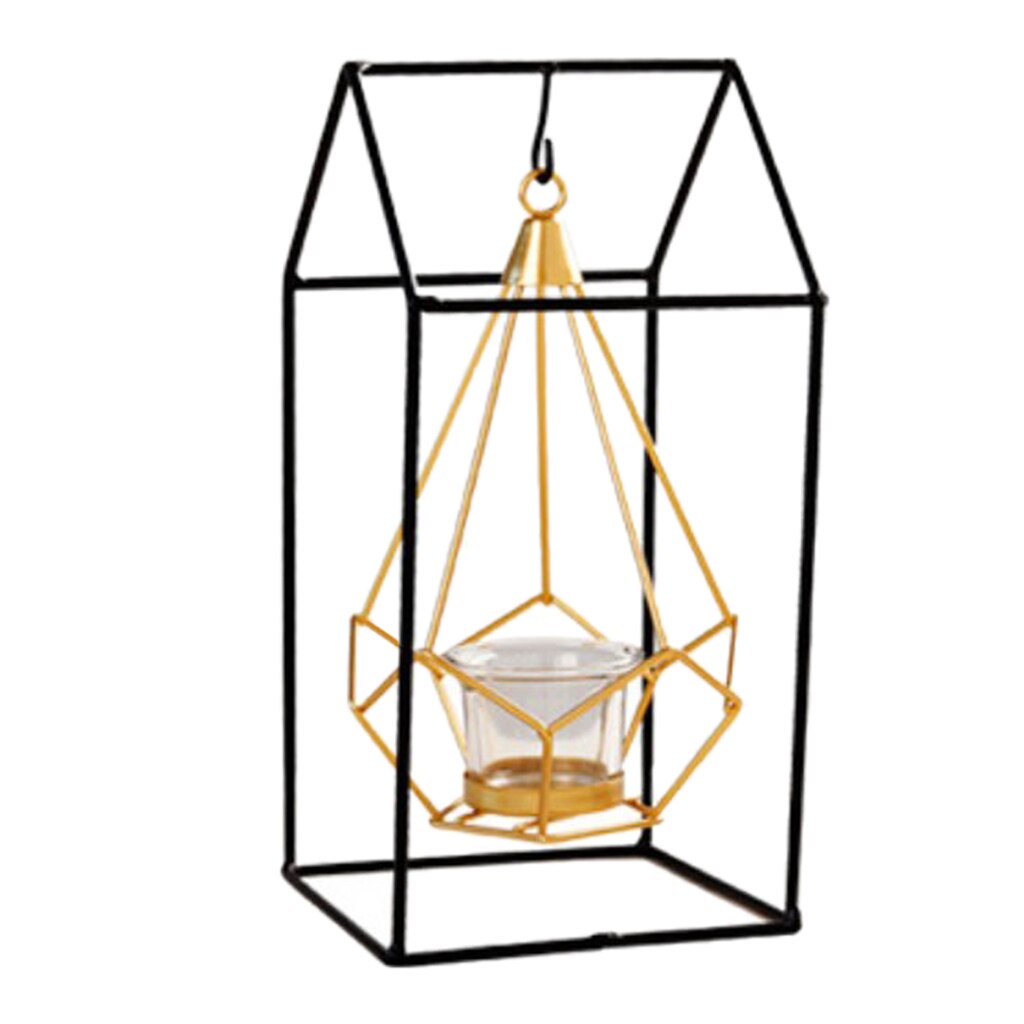 Nordic Stijl Ijzer Geometrische Kandelaars Glas Theelichthouder Thuis Versieren Metal Ambachten Wedding Party Decoratie