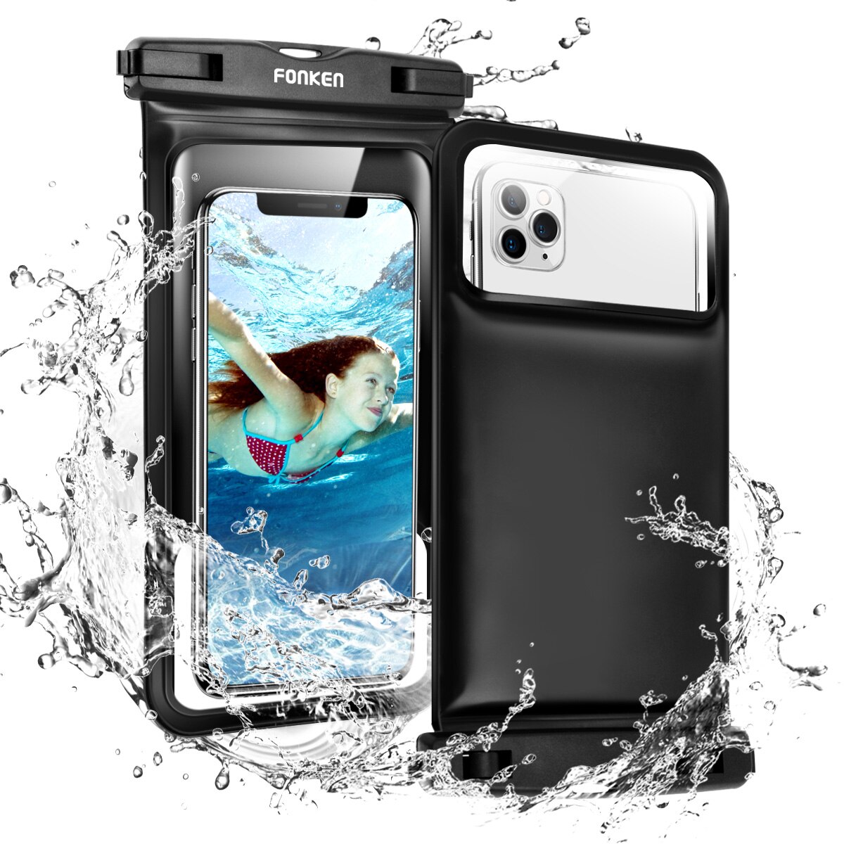 FONKEN Wasserdichte Telefon fallen Für Iphone Schwimm Tasche Unterwasser Handy, Mobiltelefon fallen Schwimmen fallen Schutzhülle Beutel Unversal Telefon Abdeckung: 2stck schwarz Dry Case