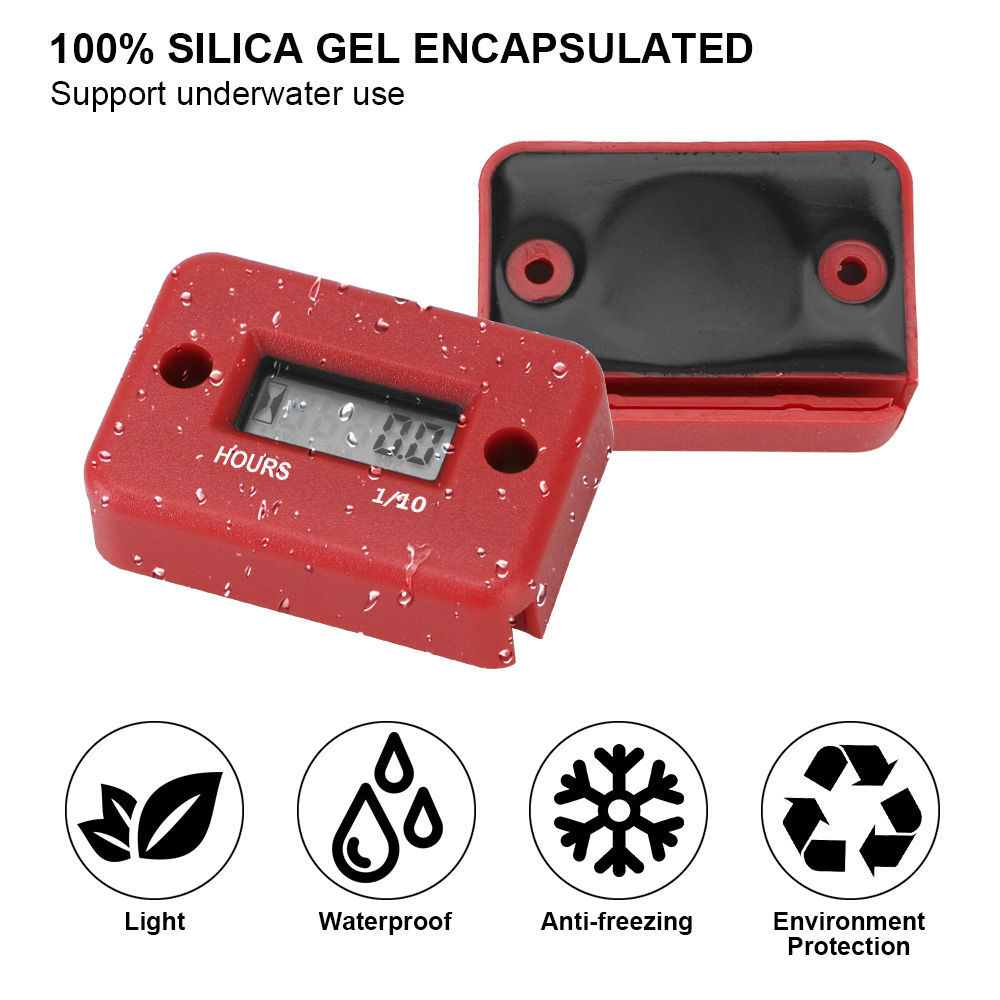 Engine Gauge Hour Meter Digital Hour Meter LCD Display Waterproof For Motorcycle ATV Gasoline Marine Snowmobile Portable