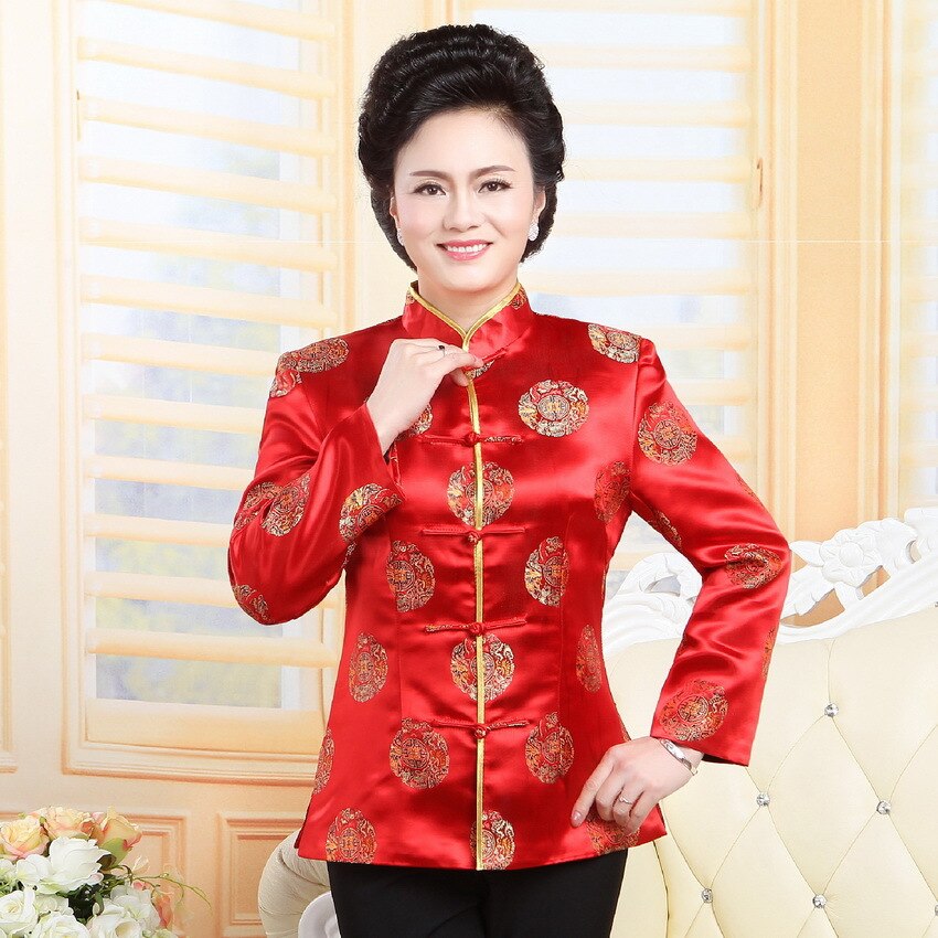 Traditionele Chinese Kleding voor Vrouwen Mannen Blouse Vintage China Kraag Tops Verjaardag Jas Ouderen Kleding Kostuum Oosterse: Women style / XXL