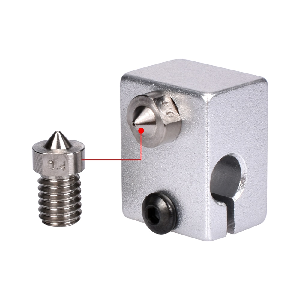 3D TC4 Titanium Alloy Nozzle V5 V6 Nozzle 3D Printer Parts J-head Hotend Extruder RepRap 1.75MM Filament 0.3/0.4/0.6/08/1.0MM