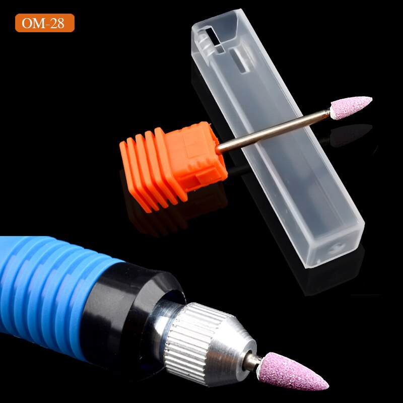 Brocas de piedra de cerámica para uñas, y 3/32 quot, fresa de limpieza de cutículas giratoria, herramientas de manicura pedicura, accesorios de taladro de uñas, 1 Uds.