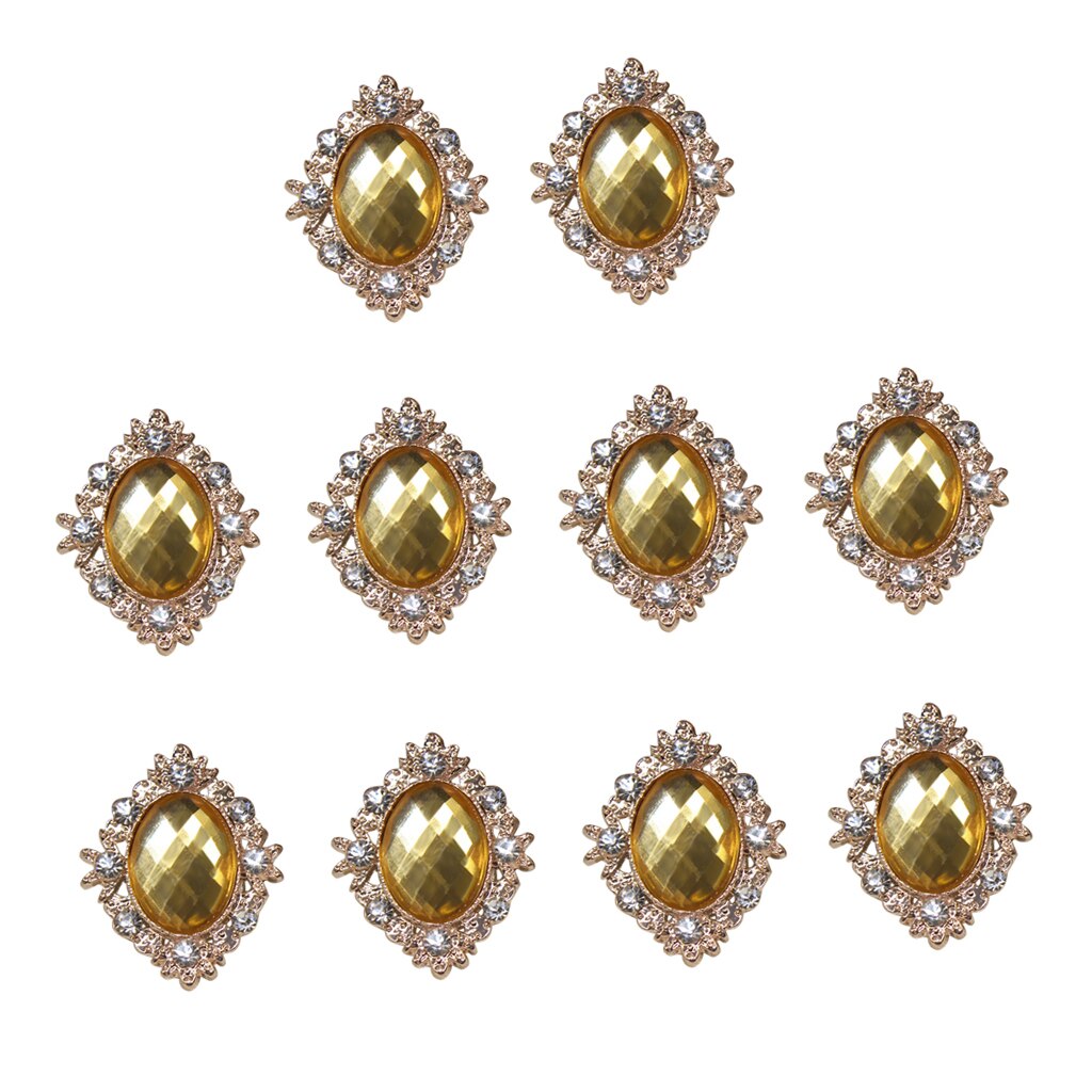 10 Pcs 25 Mm Strass Cabochons Plaksteen Crystal Knoppen Versieringen Bruiloft Sieraden Telefoon Decor Diy Kledingstuk Naaien Acce: Gold