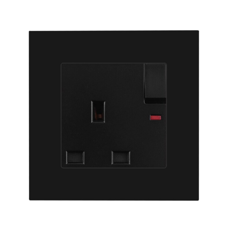 With Small Switch UK Standard Dual USB Outlet Port 5V 2.1A Wall Charger Adapter LED Indicator 13A Socket Black Plastic Panel: UK Socket Switch