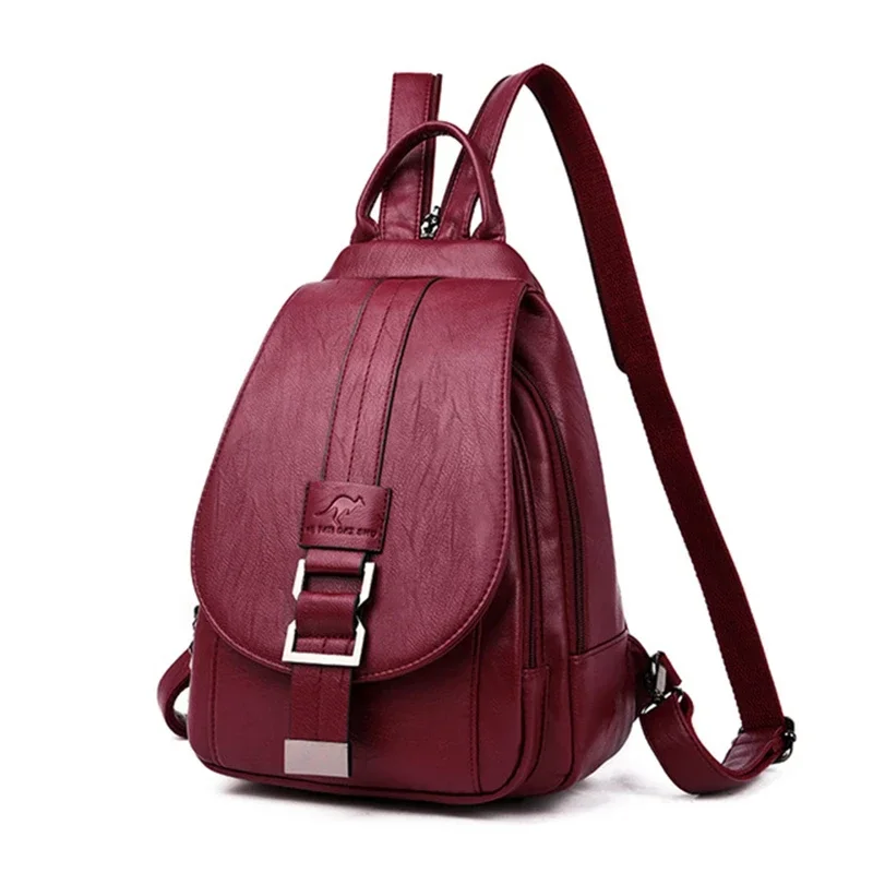 Multifunctionele dames leren rugzakken Vintage rugzak voor tienermeisjes Schoolborsttas Reisrugzak Dames Sac Back Pack: Black
