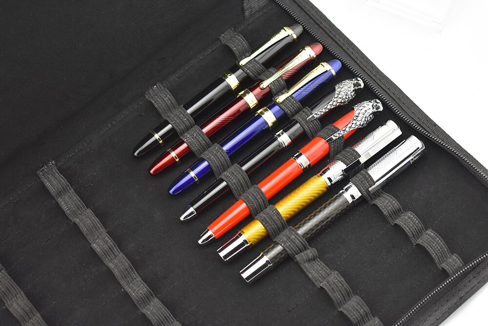 Stylo plume de /stylo à bille roulante étui à crayons disponible pour 48 stylos-porte-stylo en cuir noir/pochette