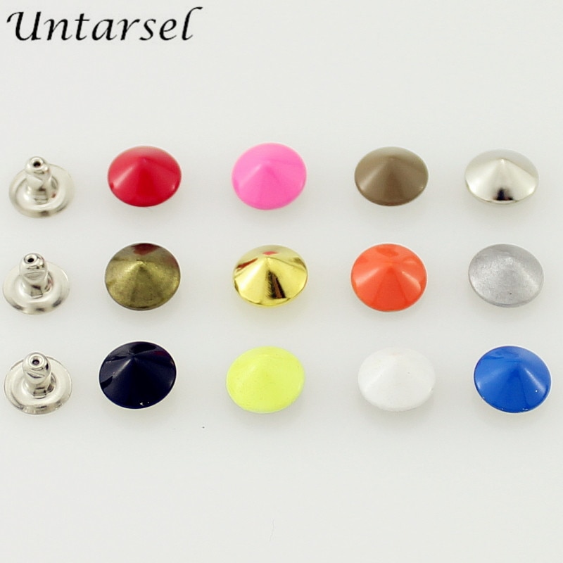 100 stücke 9mm Bunte einstellen Kegel Nieten Zink Legierung Leder Zucht Schuhe DIY Punk Stil Spitze Schraube Für Gürtel taschen pulseras pinchos