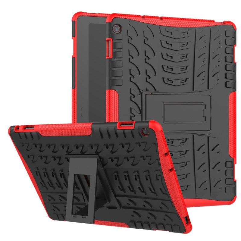 Etui til huawei mediapad  m3 lite 10 10.1 bah -w09 bah -al00 bah -l09 cover 2 in 1 hybrid robust holdbar silicium coque funda: Rød