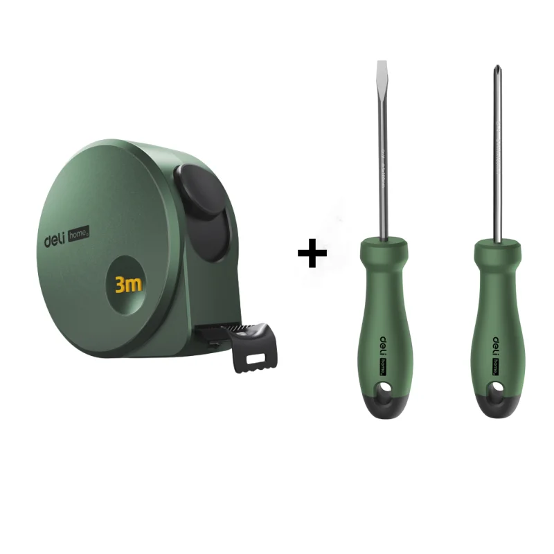 Deli Steel Tape Measure Combination Set 3/5M Retractable Digital Tape Measuring Kits for Home Woodworking Multitool: Red