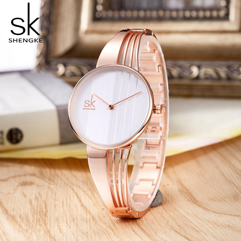 Shengke Mode Vrouwen Horloges Rose Gold Dames Armband Horloges Reloj Mujer SK Quartz Horloges Voor Vrouwen # k0062