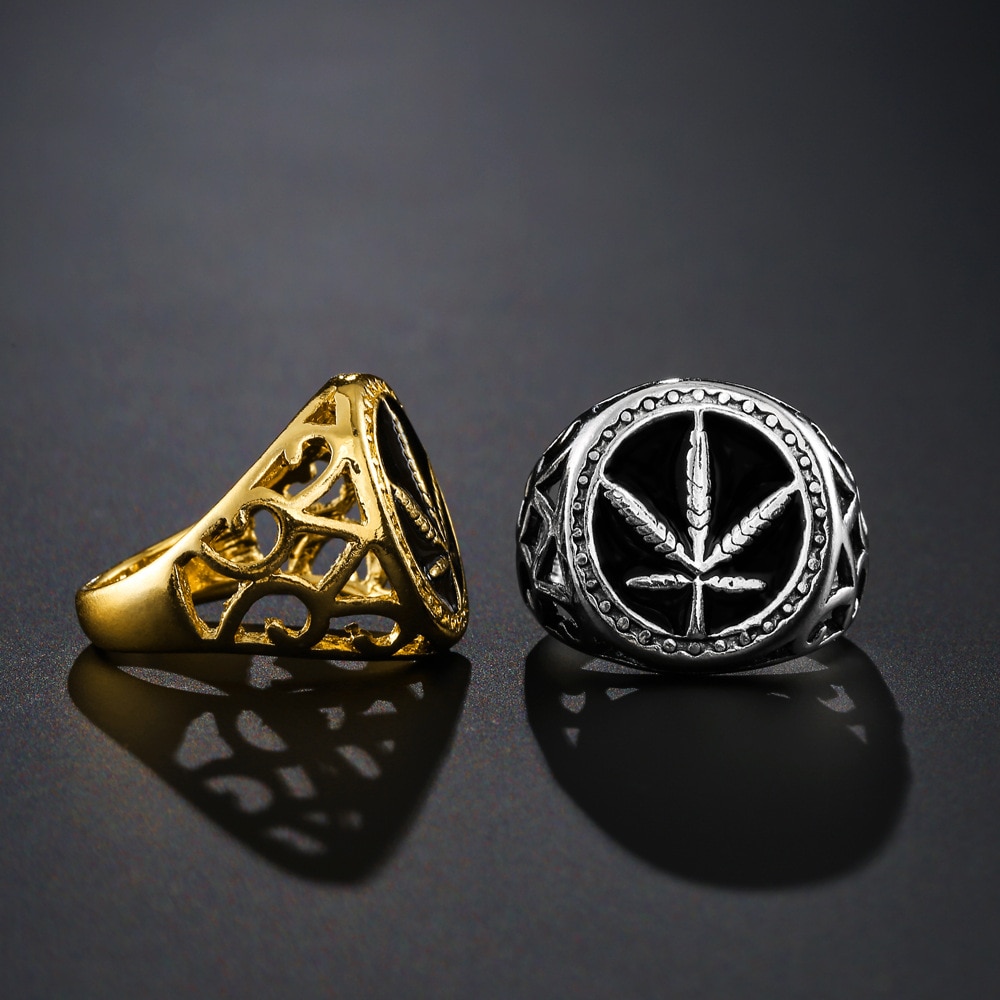 Chengxun Vintage Maple Bladeren Midden-oosten Sieraden Arabische Moslim Islam Ring Voor Mannen Vrouwen Retro Allah Ring Punk Antiek Goud