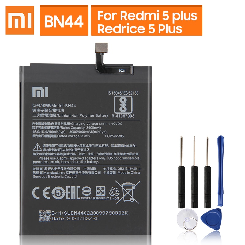 Originele Vervangende Batterij Voor Xiaomi Mi Redmi 5 Plus 5.99 "Redrice 5 Plus BN44 Echt Telefoon Batterij 4000Mah