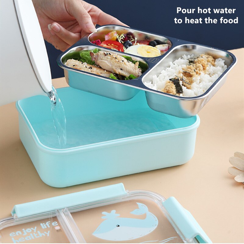 800ml Cartoon Stainless Steel 304 Lunch Box Leak-Proof Kids Children Bento Box Student School Microwave Food Container