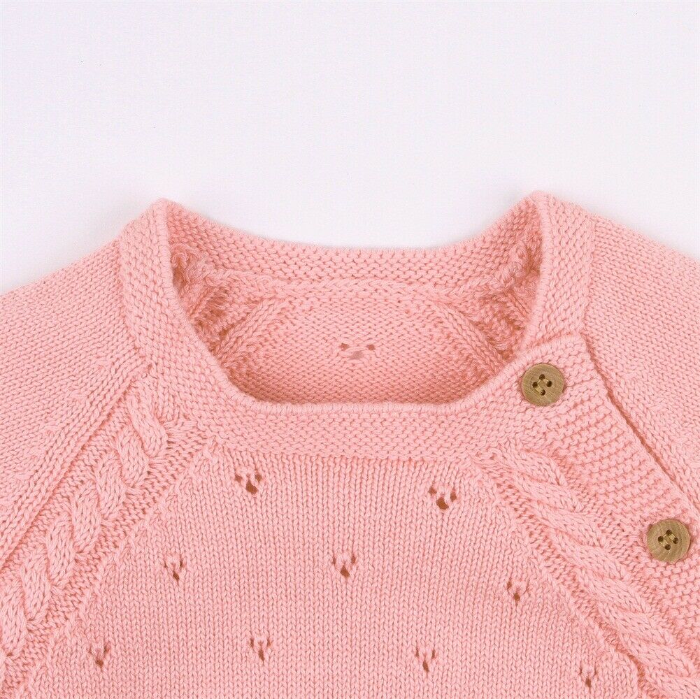 Winter Warm Christmas Knitted Bodysuits Newborn Baby Boy Girl Long Sleeve Knit Bodysuit Solid Jumpsuit One-Pieces Kids Clothes