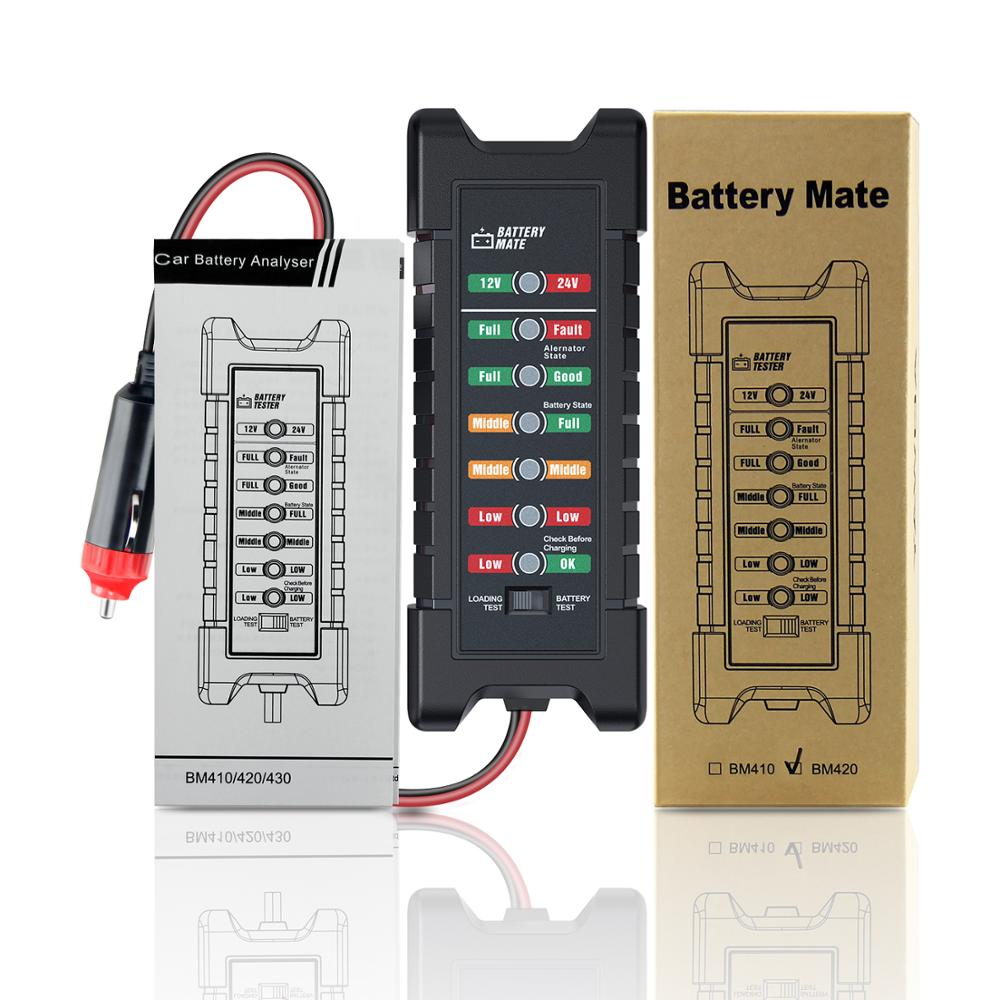 12v 24v bilbatteritester hurtigstartende tester generator 7 led lysdisplay autodiagnoseværktøj 24 volt batterianalyse: Bm420