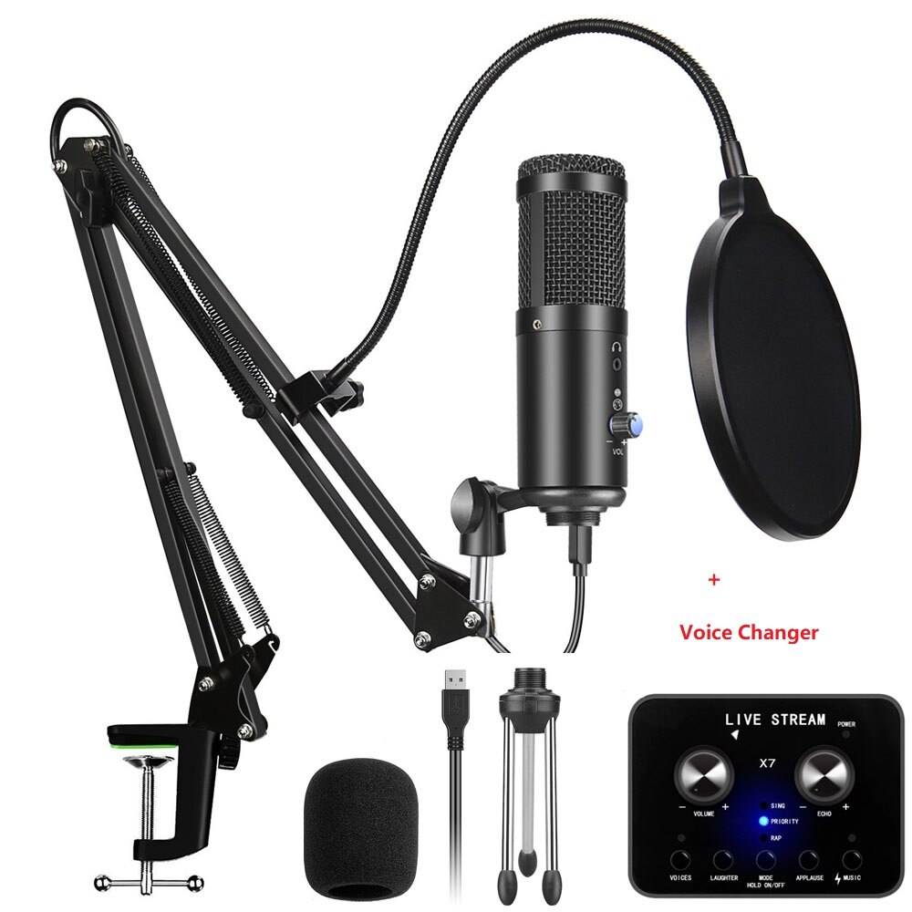 studio recording condenser podcast kaorake microphone mic kit set usb radio desktop for pc computer BM 800