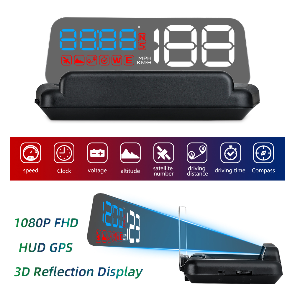 C500 OBD/GPS HUD Head-Up Display Auto Windschutzscheibe Tachometer auf Glas Projektor RPM Uhr Fahrentfernung Volt On-Board-Computer: WHITE