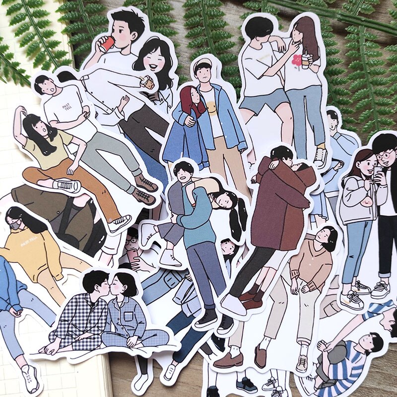 Cute Couple Diary Sticker DIY Scrapbooking journal Diary Happy Plan Mobile Computer Sealing Decoration Sticker