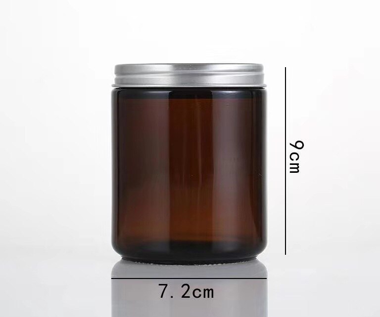 Taza de bougie marrones grandes DIY botella vacía hecha a mano de vidrio vela tarro fabricación de velas materiales envase recargable: 250ml silver cover