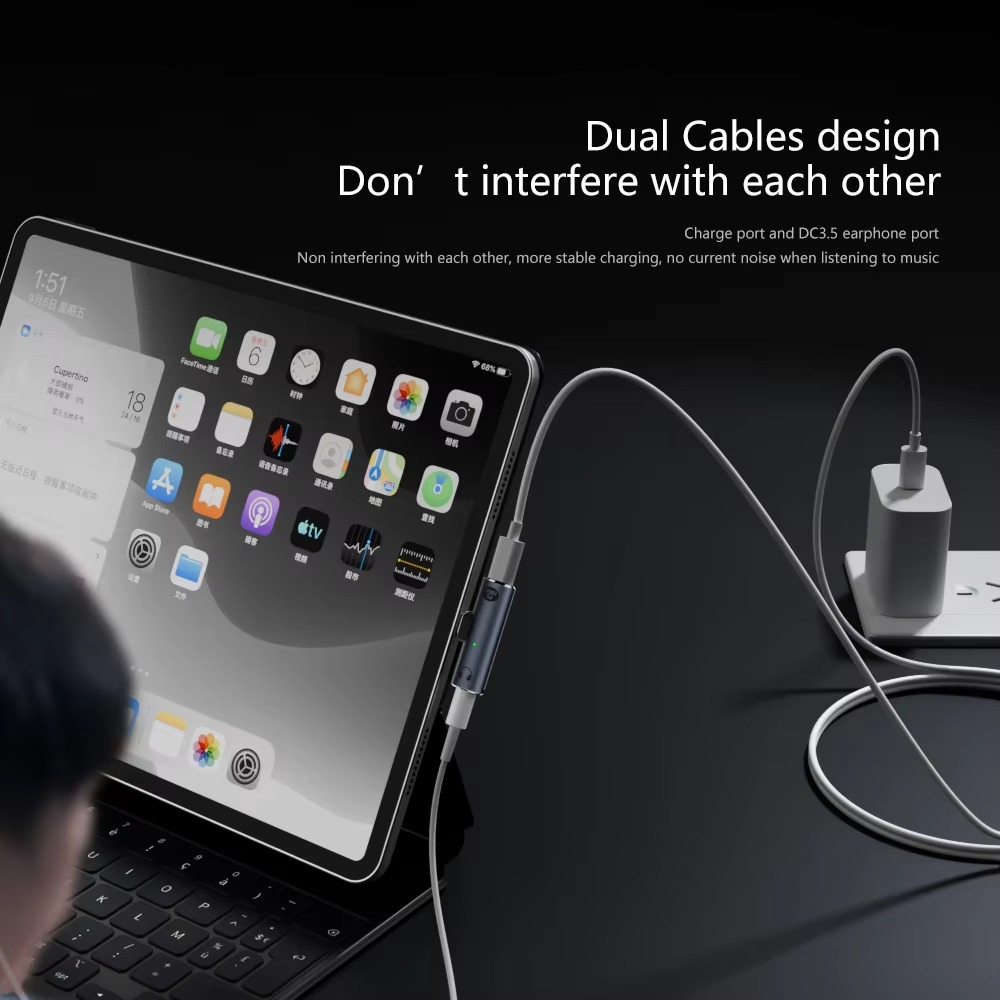 adapter słuchawkowy USB C na 3,5 mm Ładowarka 100 W Ładowarka USB C na PD Ładowarka Aux audio Jacek z DAC o wysokiej rozdzielczości i szybkim ładowaniem