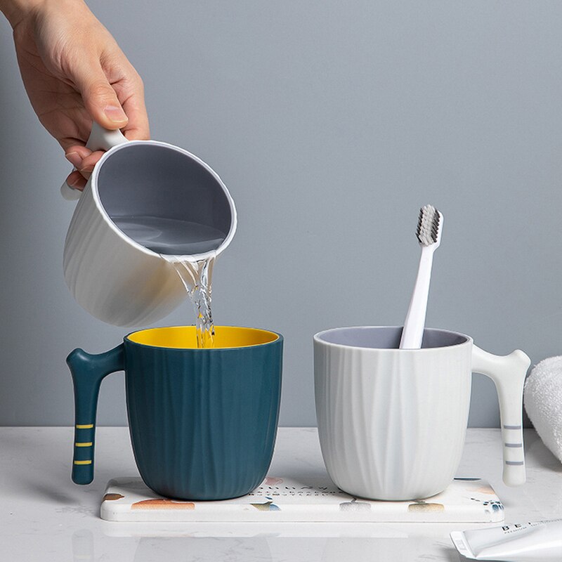Children's Double-layer Brushing Cup Simple Mouthwash Cup With Handle Tooth Cylinder Student Couple Wash Cup