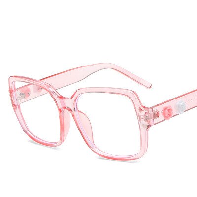 Blomsterbrille ramme kvinder retro firkantet personlighed damer fladt spejl anti-blå lys briller gennemsigtige beskyttelsesbriller: C5