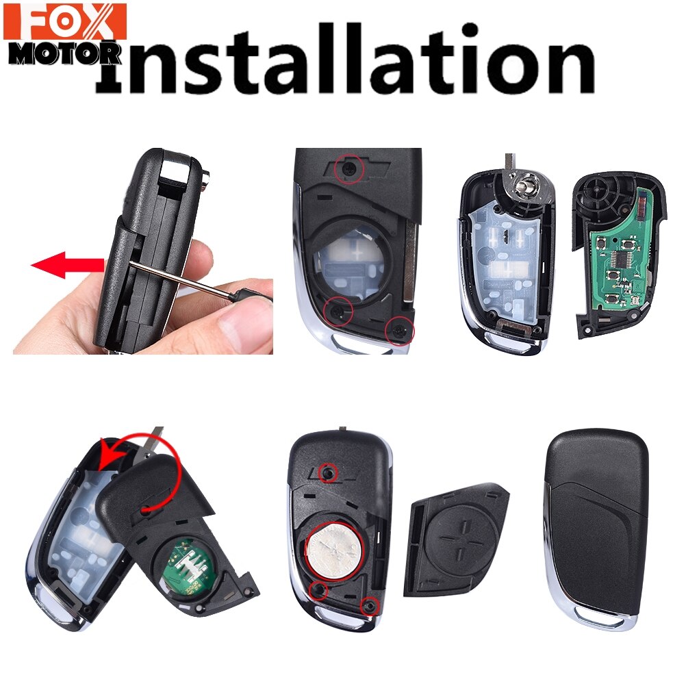 Carcasa para llave de coche Control remoto modificado plegable, abatible de 5 botones para Equinox Chevrolet Cruze Malibu Impala Sonic Camaro Caprice