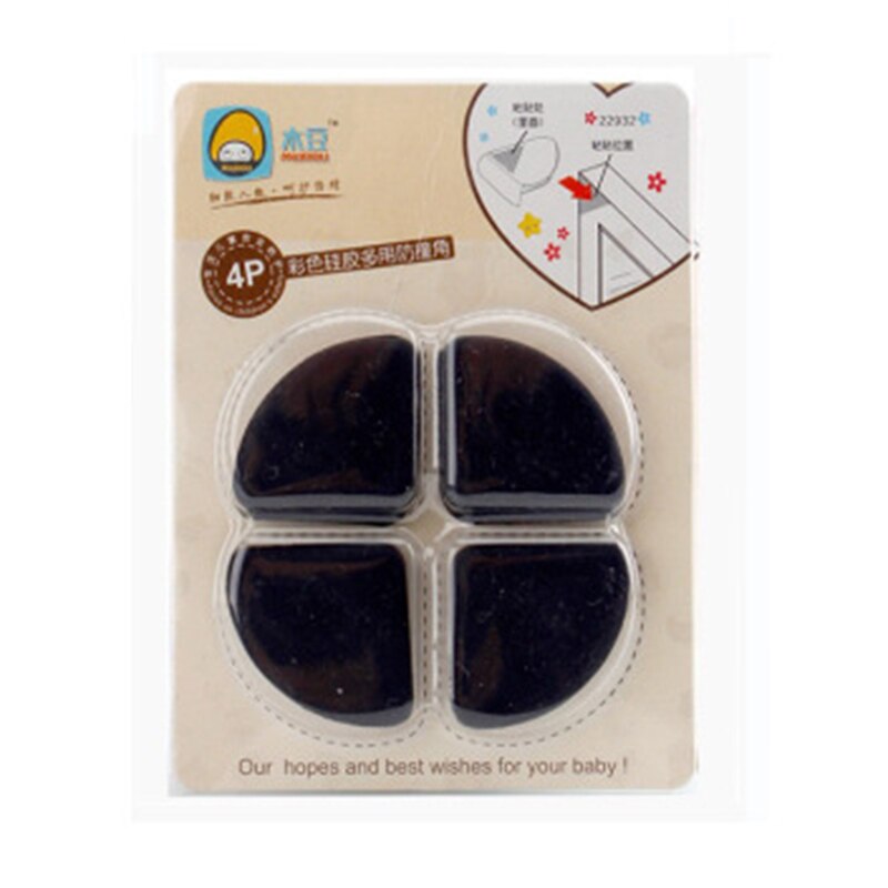 4Pcs/set Baby Safe Corner Protector Soft Silicon Table Desk Corner Guard Children Safety Edge Guards for Baby Kids Protection: 06 Black 4Pcs
