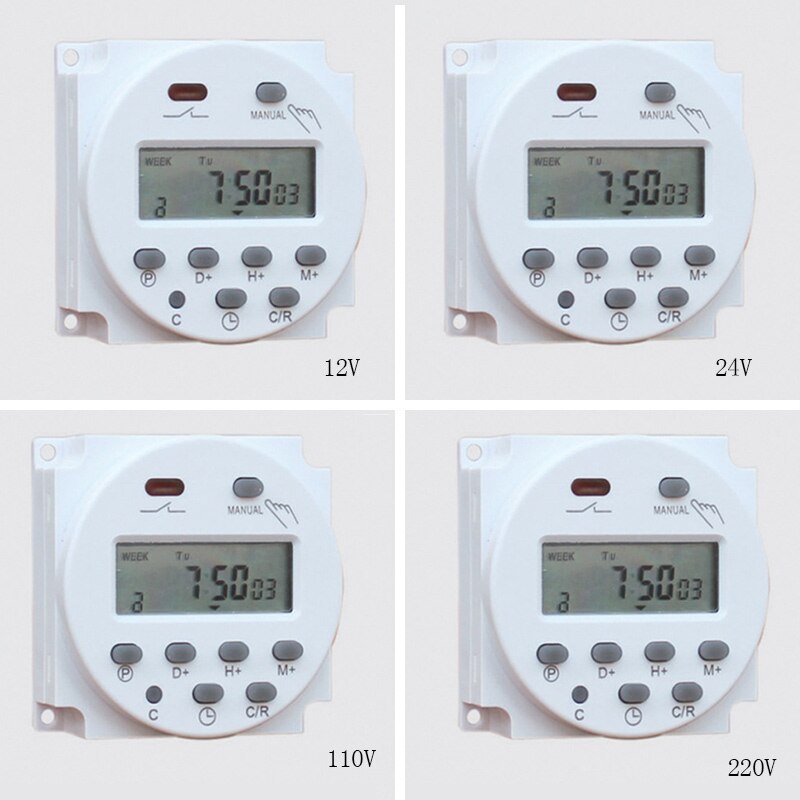 CN101A 12V 24V 110V 240V Digital LCD Power Timer Programmable Time Switch Alarm Clock Light Timer Switch