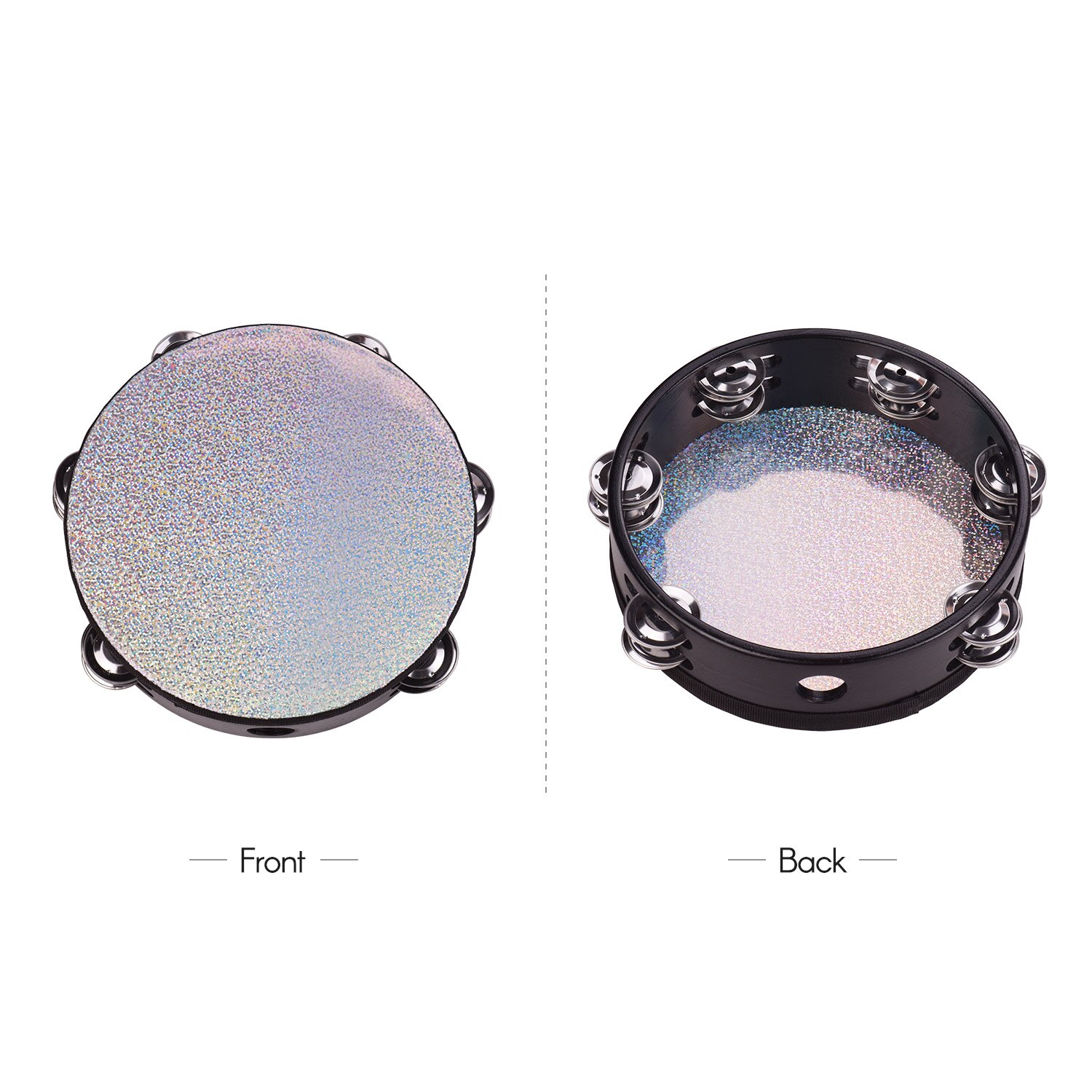 10 zoll Holz Radiant Tamburin Handbell Hand Trommel mit Doppel Reihen Jingles Glänzende Reflektierende Trommel Kopf Percussion Instrument