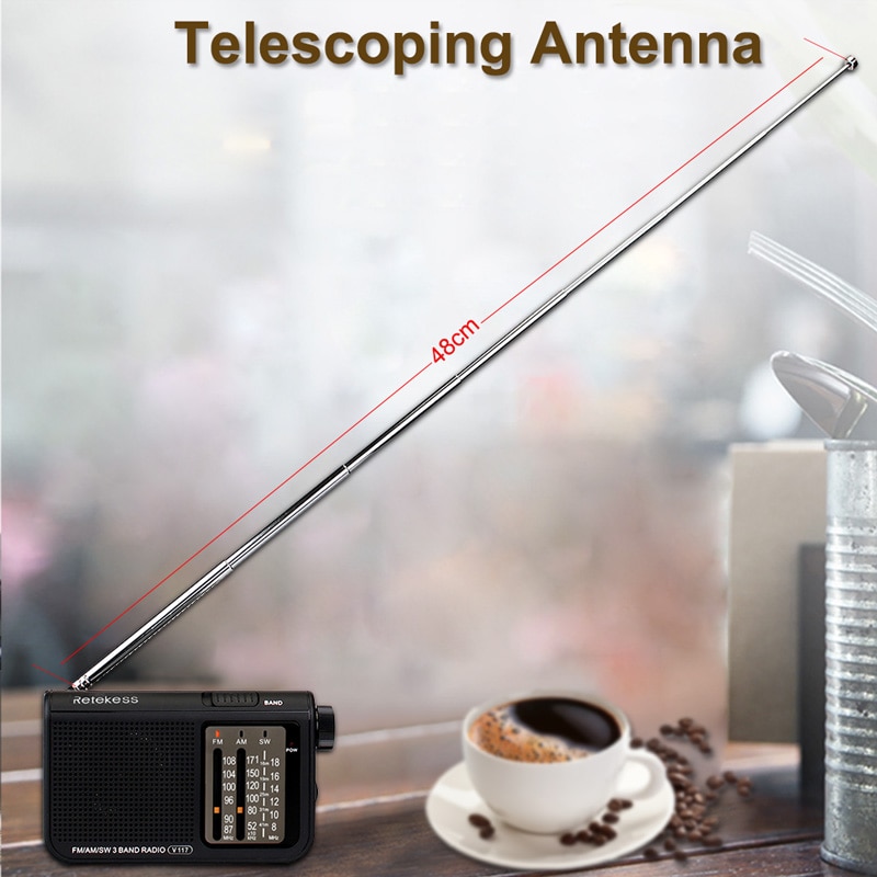 Retekess V117 Analog AM FM Radio Transistor Shortwave Radio Powered by AA Battery with Large Knobs Ideal for Indoor and Senior