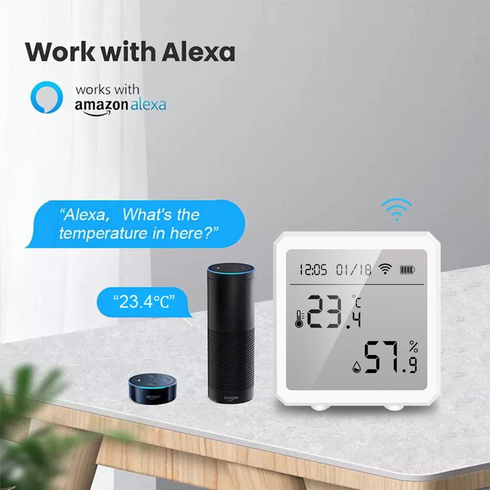 Tuya wifi zigbee temperatur fuktighetssensor innendørs hygrometer termometer &amp; lcd-skjerm-appkontroll smarthjem til alexa google